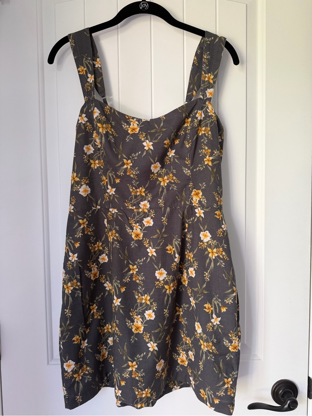 Abercrombie & Fitch Charcoal and Yellow Floral Mini Sundress 100% Cotton M